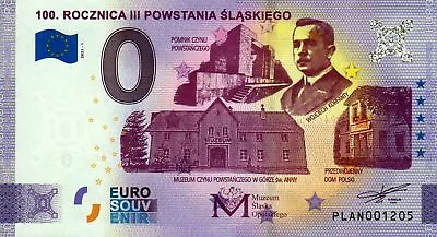 Zero Euro Note - 0 Euro - Poland - 100th 2021-1 Rocznica III Powstania Slaskiego • £6