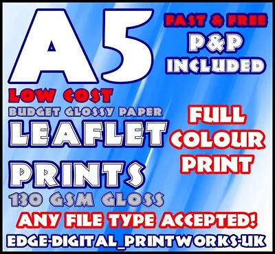£64.99 • Buy BUDGET LEAFLET / FLYER PRINTING / ADVERTISING 130gsm Gloss WHITE A5 Leaflets