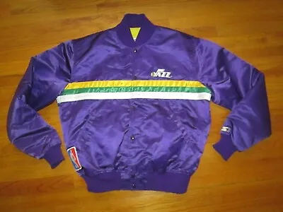 UTAH JAZZ Vtg 1980s 90s Starter Stripe Jacket Jersey Made In USA Mardi Gras L/XL • $299.99