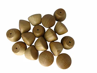 30mm Lacquered OAK WOODEN KNOBS FURNITURE DRAWER  HANDLES VARNISHED DRILLD WOOD • £7.79