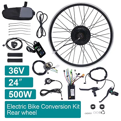24In Electric Bicycle Hub Bike Conversion Set Motor Kit PAS Brake Lever 36V 500W • $228