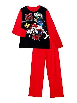 Mariokart Flannel Pajamas Boys Size 6/7 Mario Kart Let's Race Pj's Nwt New • $15.95