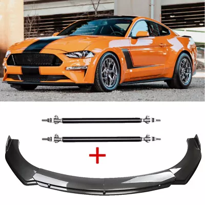 For Ford Mustang GT Carbon Fiber Style Front Bumper Lip Spoiler Body+Strut Rods • $89.99