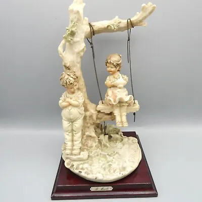 Capodimonte Florence 1983 Boy And Girl On Swing Signed Bruno Merli Excellent • £179.99