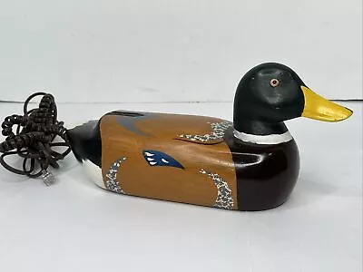VTG Telemania Quack Fone Wood Mallard Duck 1pc Landline 1980's Telephone - RINGS • $48