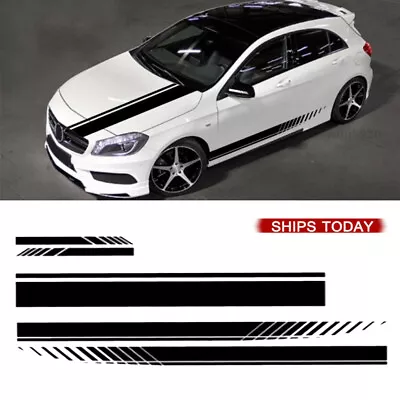 5 Pcs Car Body Racing Vinyl Graphics Side Door Hood Mirror Long Stripe Stickers • $10.99