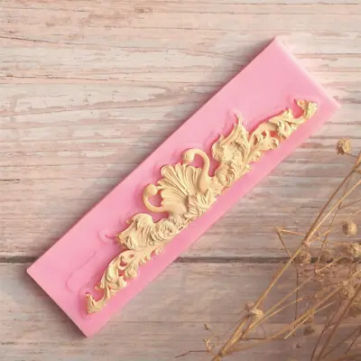 £2.76 • Buy Vintage BAROQUE Relief Silicone Fondant Mould Cake Flower Lace Border Ribbon 3