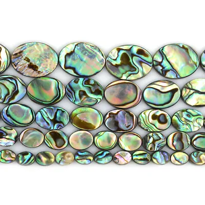 8-20mm Natural Abalone Shell Flat Oval Loose Beads Strand 16  • $16.99