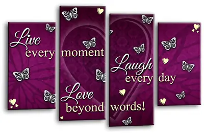 £29.99 • Buy Love Laugh Quote Art Print Purple Live Framed Split Canvas Wall Picture
