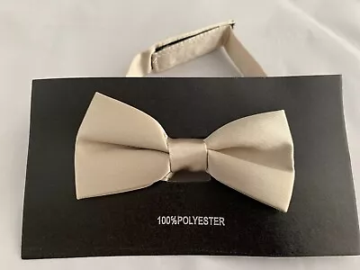 Children Polyester Pre-tied BOYS Shiny Champagne Bow Tie   60 Colours Available • £5.55