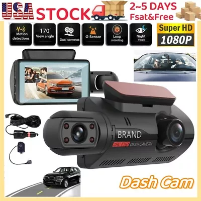 HD 1080P Car Dual Lens Dash Cam Front/Rear/Inside Video Recorder Camera G-sensor • $19.59