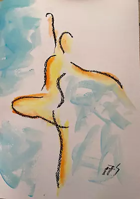 Dancing Girl  Ballet Original Watercolor PAINTING  Impressionism • £35.47