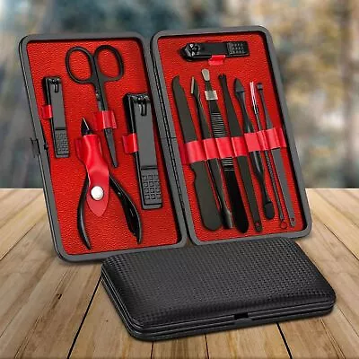 12 Piece Manicure Pedicure Nail Care Set Cutter Clippers Kit Case Mens Ladies • £5.49