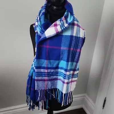 J.CREW | Super Soft Scarf Acrylic Plaid Blue Purple • $25