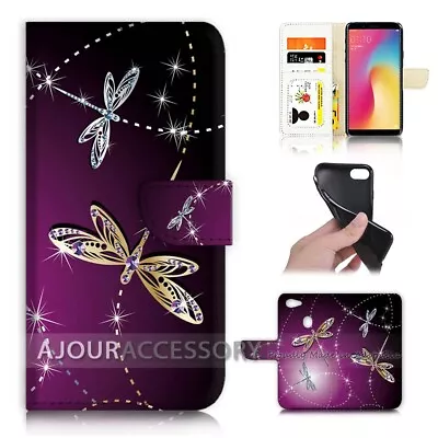 ( For Oppo A73 ) Flip Wallet Case Cover AJ40232 Bling Dragonfly • $12.99