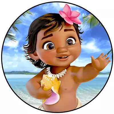 BABY MOANA Edible Cake Topper Rice Wafer Paper 1ST BIRTHDAY SHOWER DISNEY IMAGE • $10.95