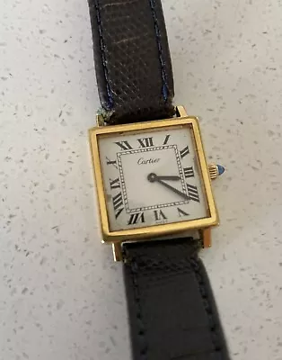 Cartier Swiss Made Vintage Wind Up Tank Gold Plated Luxury Square Face Watch • $397.96