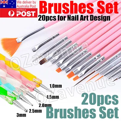 20pcs Nail Art Brushes Design Set Dotting Painting Drawing Polish Pen Tools Kit • $4.39