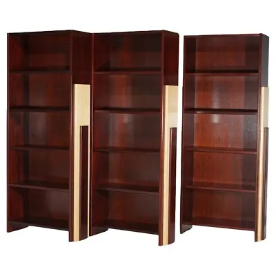 Mid Century Modern Mahogany & Maple Three-Section Bookcase 20thC • $1560