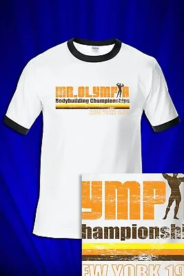 Mr Olympia New York 1970 Bodybuilding RINGER T-shirt FREE S&H USA • $20.99