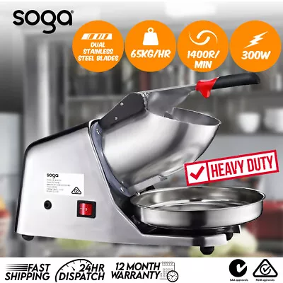 SOGA Commercial 300W Dual Blade Electric Ice Shaver Snow Cone Forming Machine • $123.90