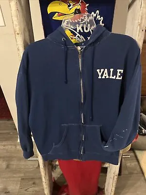 Vintage Champion Yale Hoodie Zip Up Sweatshirt Ideal Zip 60’s 70’s Blue 23x24  • $248