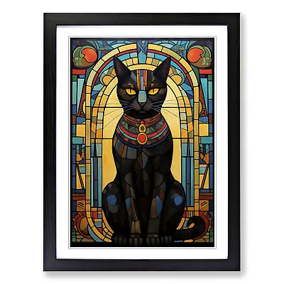 Egyptian Cat Nouveau No.2 Wall Art Print Framed Canvas Picture Poster Decor • £14.95
