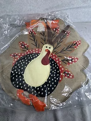 Fall Thanksgiving Turkey Burlap Door Hanger Autumn Decoration  • $24.98