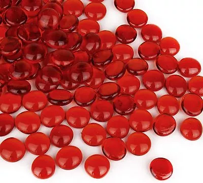 CYS EXCEL Red Glass Gemstone Beads Vase Fillers (1 LB) Flat Marble Beads • $8.70