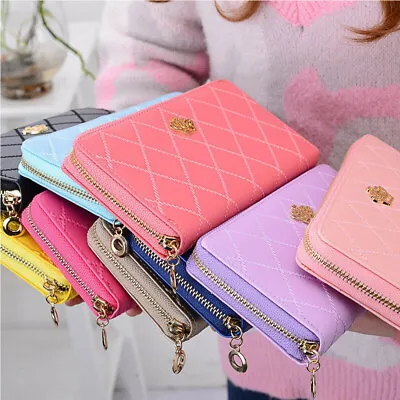 Women Lady Leather Zip Wallet Long Purse Clutch Credit Card Phone Holder Handbag • $4.98