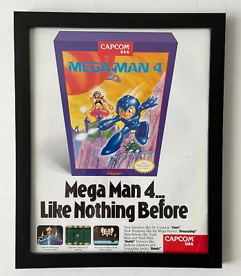 Vintage Mega Man 4 Nintendo NES 1991 Framed ORIGINAL Ad Display Art Poster 8x10 • $29.99