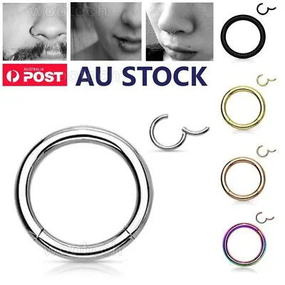 $5.25 • Buy Stainless Steel Segment Hinged Clicker Ear Nose Body Ring Lip Hoop Piercing 1PC