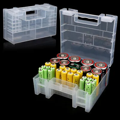 Plastic Battery Box Storage Case Holder Organizer For AA AAA C D 9V Batter-'h • $9.45