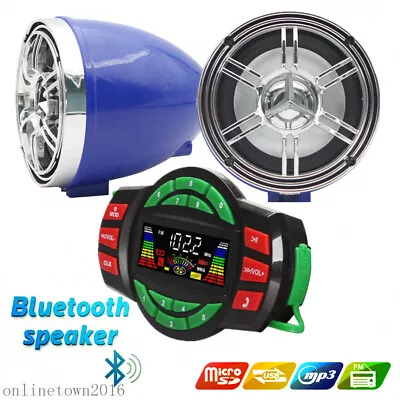 UTV ATV WAKEBOARD Waterproof Marine Speakers Bluetooth Audio Amplifier Speaker • $39.99