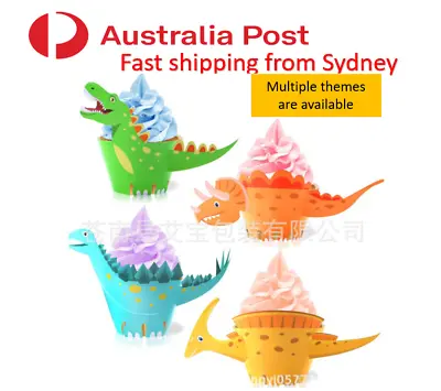 24 PCs Dinosaur Unicorn Cupcake Wrappers Decorations Birthday Party Decoration  • $4.99