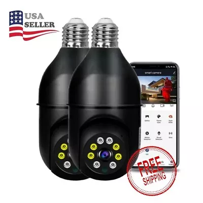 TWO 1080P WiFi Light Bulb Monitoring Cameras Motion Sens 2-way Audio H45790B-2 • $24.99