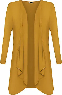 Womans Hanky Hem Jersey Long Sleeve Top Waterfall Open Cardigan UK 8-26 • £7.19