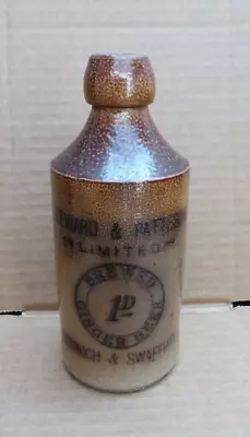 VINTAGE 1900s STEWARD & PATTESON 1D GINGER BEER STONEWARE BOTTLE NORWICH • $24.95