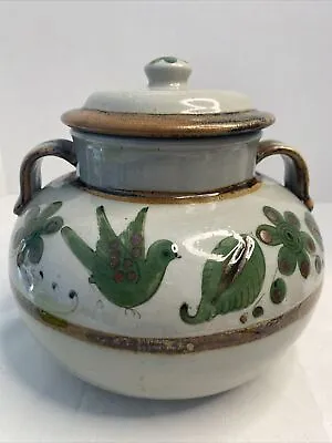 El Palomar Mexican Pottery Soup Tureen Hand Painted Bird Floral 8.5”x9” Green • $69.99