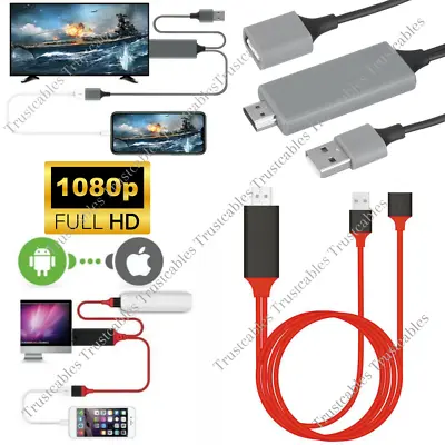 1080P HD HDMI Mirroring Cable Phone To TV HDTV Adapter For IPhone/ IPad/Android • $5.98