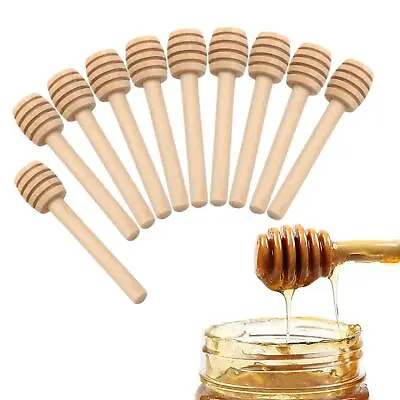 10Pcs Honey Dipper Sticks Wooden Honeycomb Stick Mini Honey Stirrer Stick For • £5.45