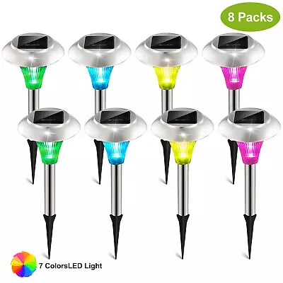 8 Pcs Solar Path Lights Outdoor Color Changing Garden Lights Landscape Lighting • $31.14