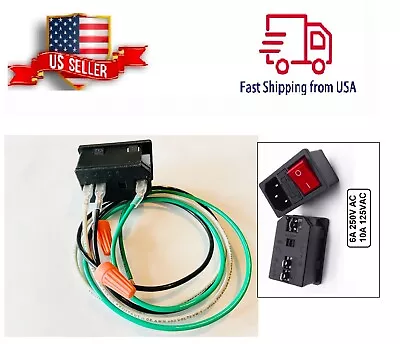 Assembled Power Socket With Fuse And Wires Switch 3 Pin IEC320 C14 USA Plug • $12