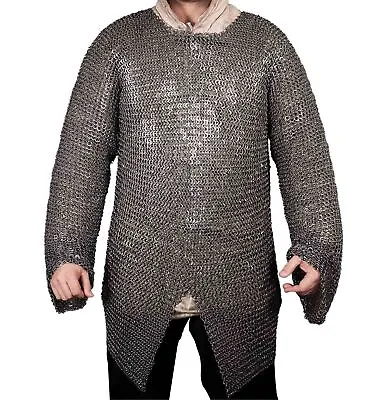 9 Mm Chain Mail Shirt Medieval Riveted Chainmail Armor SCA Armour Reenactment • £184.80