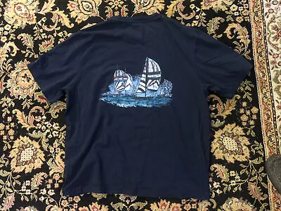 Vintage Sailing Navy Blue Trademark Pocket XL Tee Shirt RN58909 100% Cotton • $14.95