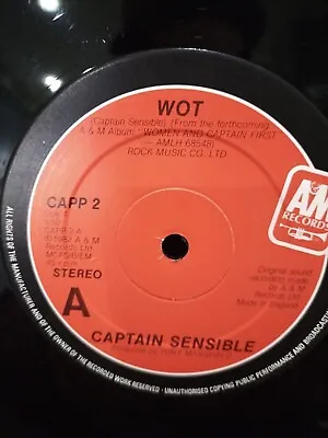 Captain Sensible Wot 12  Single AM CAPP2  Generic White Sleeve  1982Great Vinyl  • £1.99