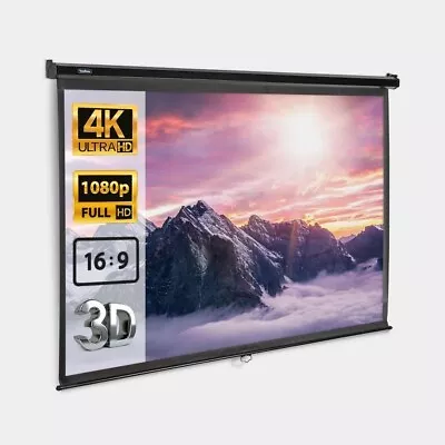 VonHaus - 100 Inch Projector Screen Pull Down | Wall Mounted Home Cinema Screen • £50