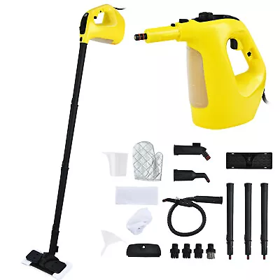 1400W Multipurpose Pressurized Steam Cleaner Mop W/ 17 Pieces Accessories Yellow • $65.99