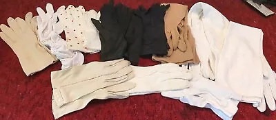 Large Lot Of Antique Women's Cloth Gloves Dress Prom Nylon Black White Vtg • $60