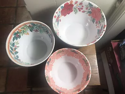 Set Of 3 PIONEER WOMAN Melamine Splatterware Mixing Bowls W/Lids  HOLIDAY Season • $13.39